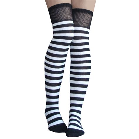 black and white thigh highs