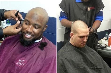Indianapolis Colts Players Shave Heads In Support Of Coach Chuck Pagano As He Battles Back From