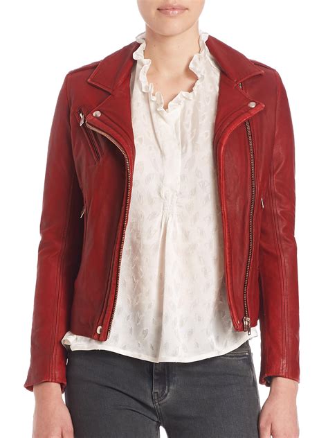 Lyst Iro Han Leather Moto Jacket In Red