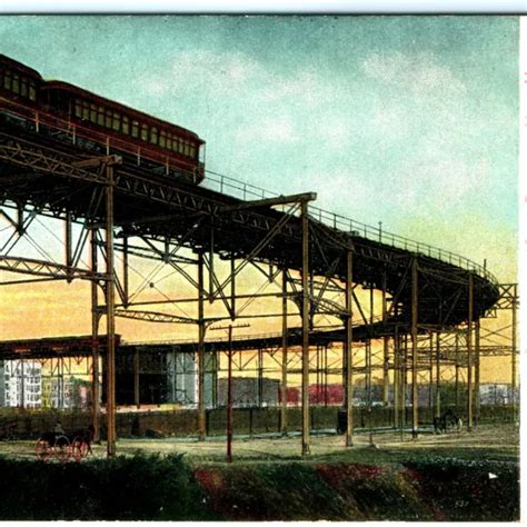 1907 New York City Elevated Railway 110th St Lith Photo Postcard Horse