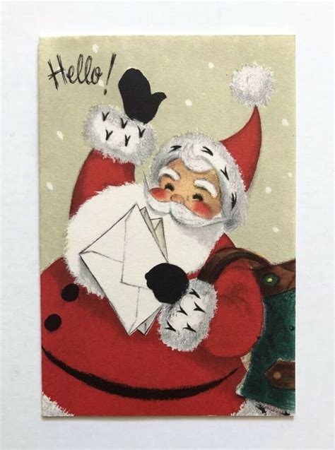 Nos Vintage Hallmark Christmas Card Santa Claus Mailman Post Letter