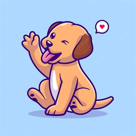 Free Vector Cute Dog Waving Hand Cartoon Vector Icon Illustration
