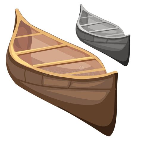 Classic Wooden Boat In Cartoon Style Vector Stock Vector
