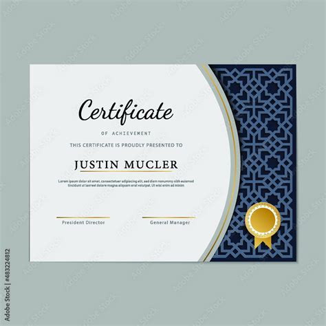 Business Certificate Islamic Pattern Template Stock Vector Adobe Stock