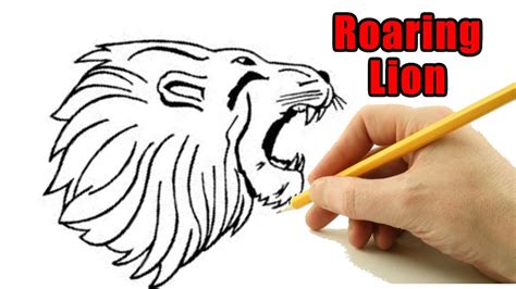 How To Draw A Lion Head Roaring Easy Outline Drawing Step By Step Sketch Tutorial For Beginners