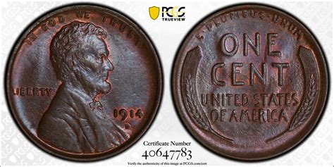 1914 D 1c Lincoln Wheat Cent Pcgs Ms63bn Cac Toned The Penny Lady®