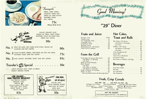 1950s Diner Menu