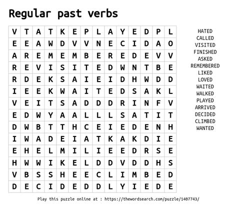 Download Word Search On Regular Past Verbs