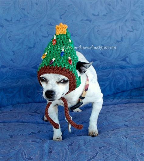Instant Download Crochet Pattern Christmas Tree Dog Hat Small Dog Hat