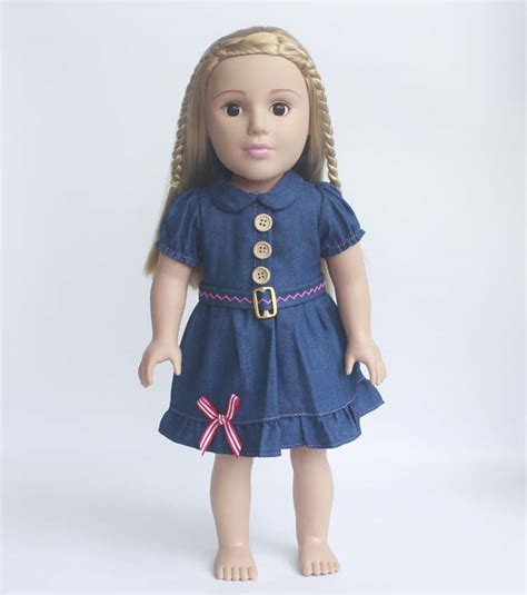 am151 blue denim jeans skirt with a bow new doll clothes fits 18 american girl ebay