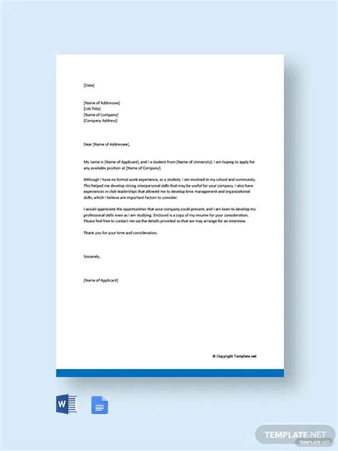 Application Letter For Any Positions Without Experience Template In