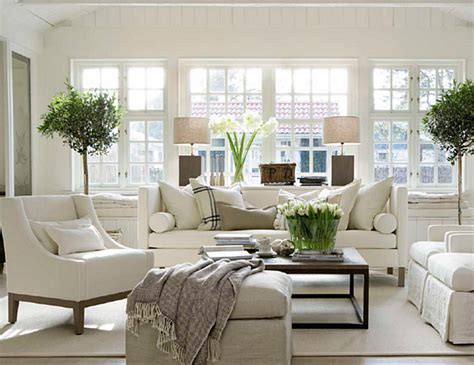 Beautiful White Living Room Design Decorating With Bright Modern