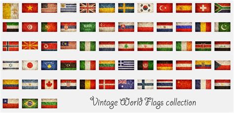 Vintage World Flags Collection Illustrations Creative Market