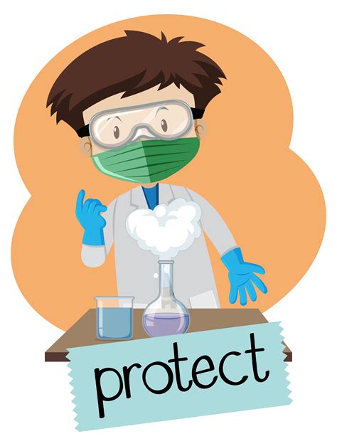 Wordcard Para Proteger Con El Niño Usando Artículos De Protección En El