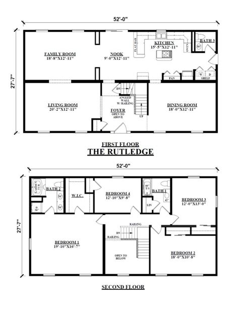 Plans like this are perfect for four people or for a small family. Image result for floor plan two story rectangular house ...