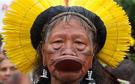 Kayapo Tribal Leader Raoni Metuktire Attends A Protest During The Un Conference On Sustainable