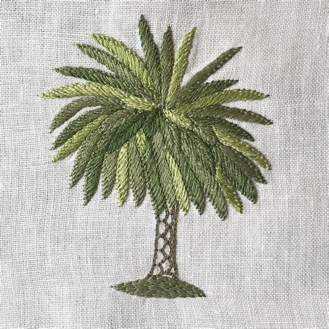 Hand Embroidered Palm Tree Detail From Coconut Grove Chelseatextiles