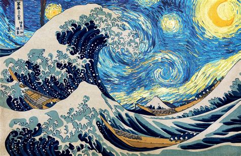 Vincent Van Gogh Hokusai Starry Night The Great Wave Off Kanagawa Hd