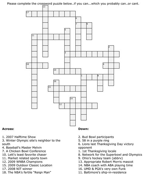 Printable Quiz Crossword Printable Crossword Puzzles