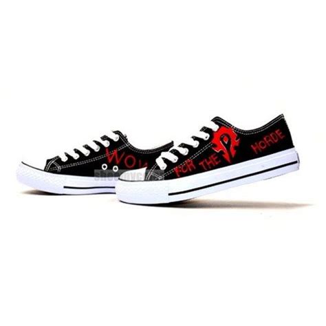 World Of Warcraft Classic Horde Black Low Top Hand Painted Canvas Shoe Painted Canvas Shoes