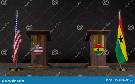 Usa And Ghana Flags Usa And Ghana Flag Usa And Ghana Negotiations