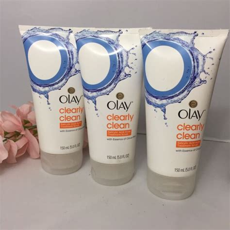 Lot Of 3 Olay Clearly Clean Salicylic Acid Acne Treatment Scrub 5 Fl Oz