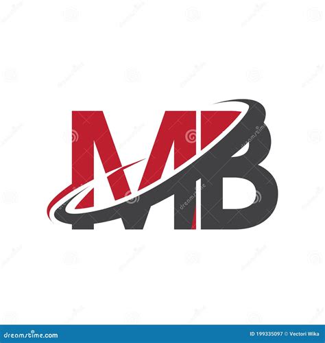 Mb Initial Logo Company Name Colored Red And Black Swoosh Design