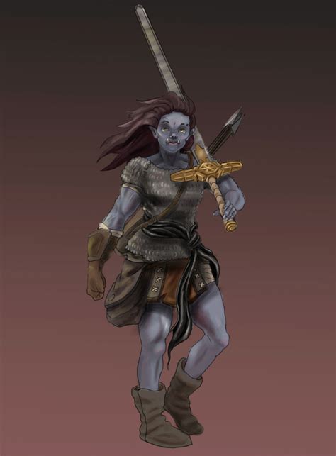 Oc Art Comission Of Steven The Female Half Orc Barbarian Rdnd