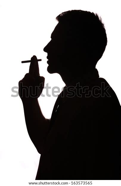Man Portrait Smoking Cigarette Silhouette Studio Stock Photo 163573565