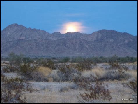 Full Moon Rising Over The Desert Rvsue And Her Canine Crew