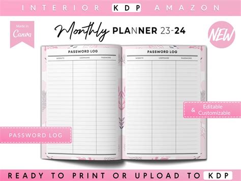 2023 2024 Monthly Planner Canva Template Fully Dated Fully Etsy