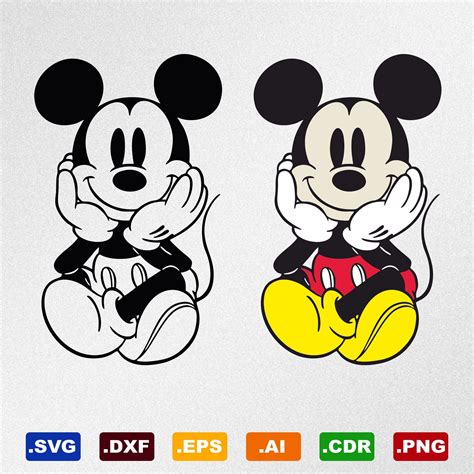 Mickey Mouse Sitting Svg Dxf Eps Ai Cdr Archivos Etsy