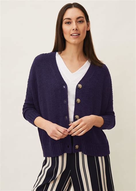 Womens Jumpers And Cardigans Phase Eight Tila Tape Yarn Cardigan Navy ⋆