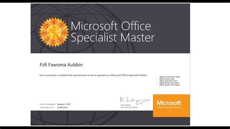 Microsoft Office Specialist Master Certification Youtube