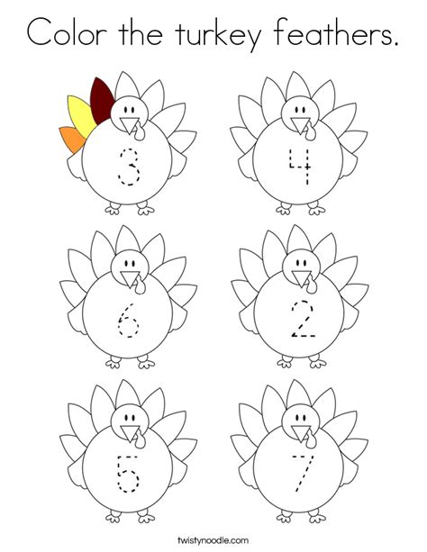 Color The Turkey Feathers Coloring Page Twisty Noodle