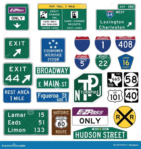 Traffic Guide Signs In The United States Stock Vector Illustration Of