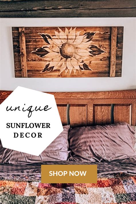 Large Wood Sunflower Wall Art Modern Rustic Bedroom Decor Sunflower
