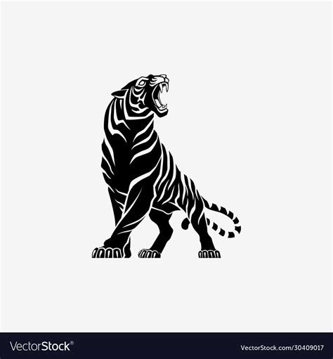 Tiger Roaring Logo Sign Emblem Vector Image On Vectorstock Tiger