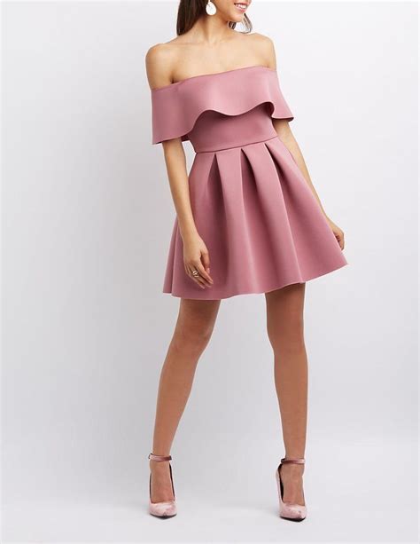 Off The Shoulder Scuba Skater Dress Take Your Soiree Style To The Next