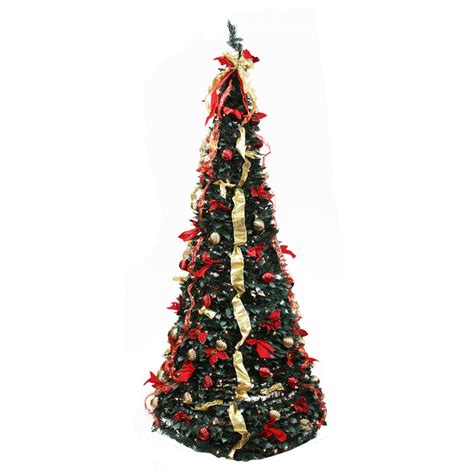 Northlight 6 Ft Pre Lit Decorated Pop Up Christmas Tree With Red