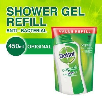 Dettol skincare handwash liquid soap refill for effective germ protection & personal hygiene (protects against 100 illness causing germs) rose & sakura blossom fragrance, 1l. Dettol Shower Gel Original Refill Pouch (450ml) | eBay