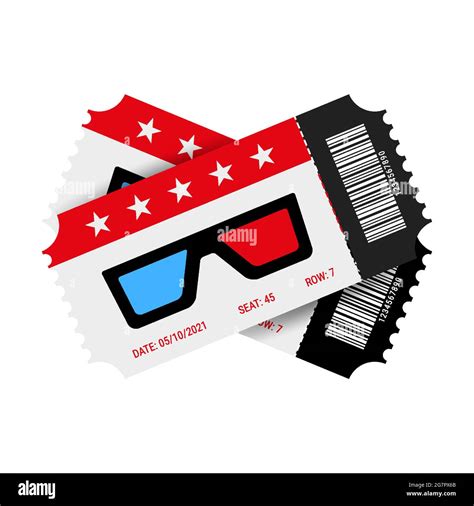 Two Red And Black Designed Movie Tickets With Barcode A Couple Of