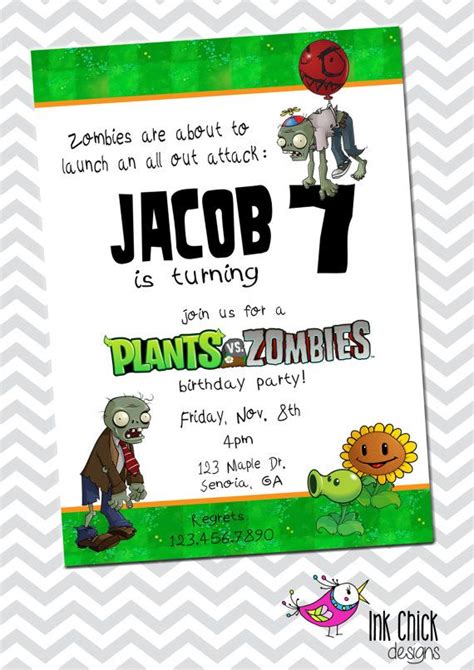 Plants Vs Zombies Birthday Invitations Free In 2022 Zombie Birthday