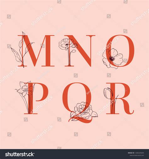 Vector Floral Alphabet Letters Stock Vector Royalty Free 1206429205