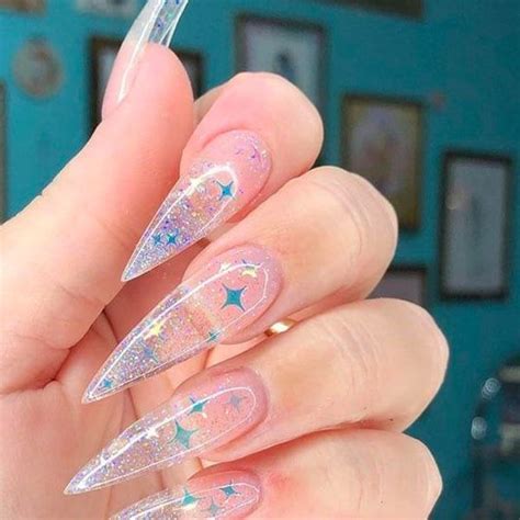 30 Fun Clear Nail Designs To Try Clear Glitter Nails Clear Nails