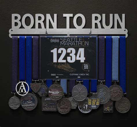 Born To Run Bib And Medal Display Sport And Running Medal Displays