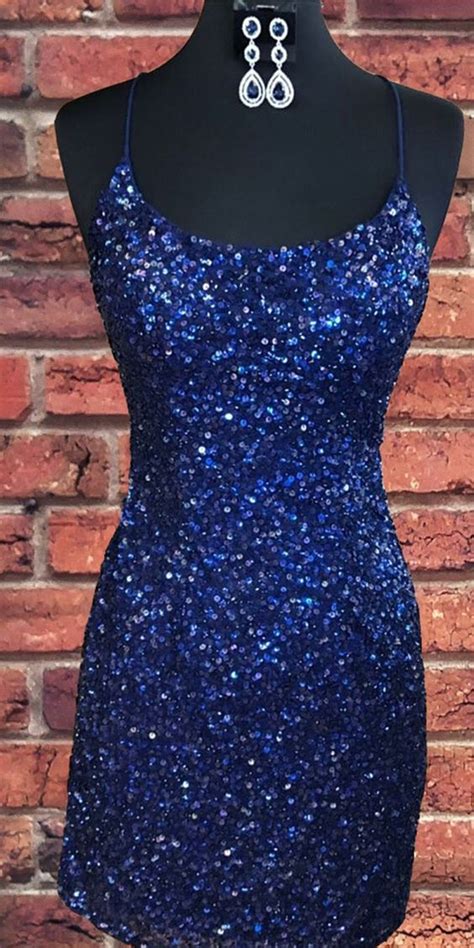 Sparkly Sequin Royal Blue Sheath Homecoming Dress Royal Blue Homecoming Dresses Royal Blue