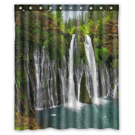 Phfzk Landscape Nature Scenery Shower Curtain Western Waterfalls In