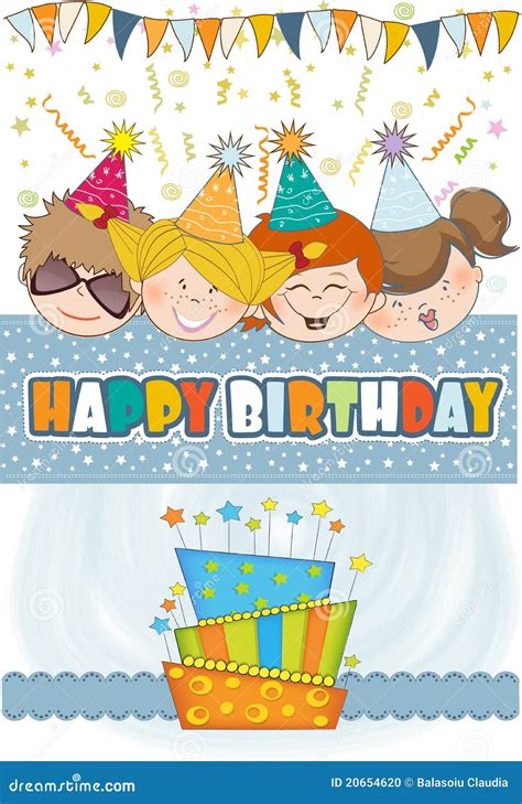 Kids Celebrating Birthday Party Stock Illustrations 3646 Kids