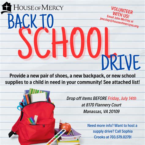 Back To School Drive House Of Mercy